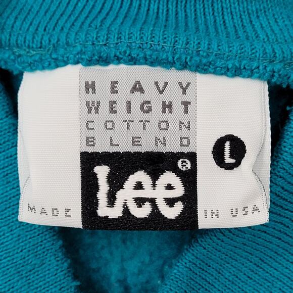 Vintage 90s MOD LEE Sweatshirt Women Large 20x26 Blue Henley - Picture 11 of 16